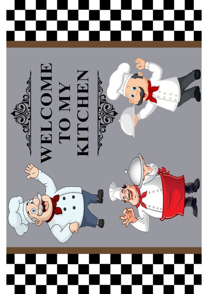 Dijital Baskılı Dekoratif Kaymaz Taban Yıkanabilir Aşçı Desenli Mutfak Halısı fiyatları