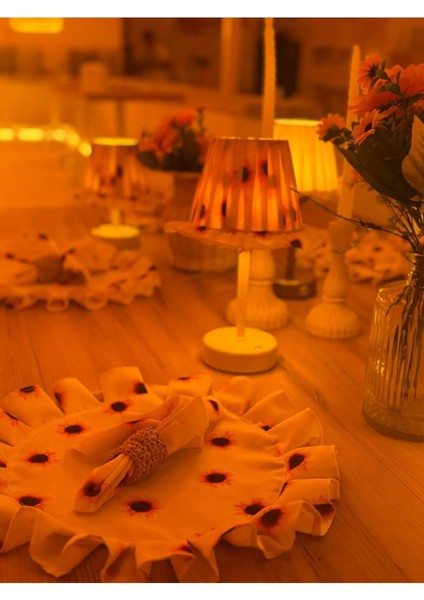 Ayçiçeği Pileli Fırfır Detaylı Sunflower Kablosuz Pilli Masa Lambası – Alt Rattan fırsatları