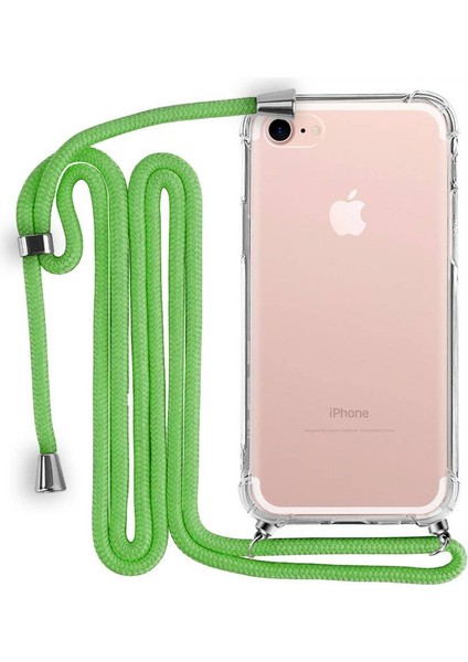 iPhone 8 Boyun Askılı Şeffaf Tank Kılıf Yeşil