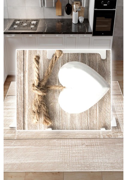 Dijital Baskılı Dekoratif Kaymaz Taban Yıkanabilir Kalp Desenli Mutfak Halısı Yolluk modelleri