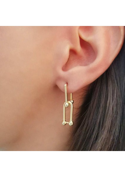 Gümüş Bağlantı Küpe Gold