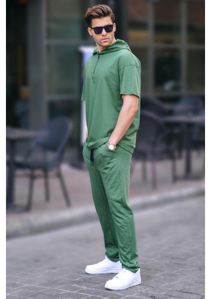 Haki Erkek Over Fit Kapüşonlu Eşofman Takımı 5944 fiyatları