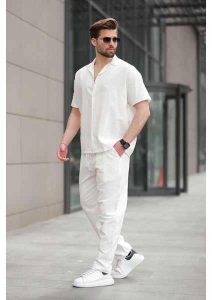 Ekru Over Fit Erkek Gömlek Takım E7303