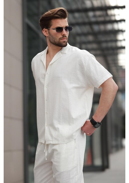 Ekru Over Fit Erkek Gömlek Takım E7303 modelleri