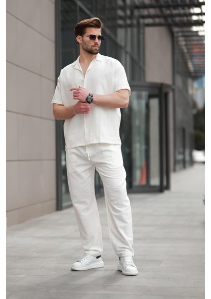 Ekru Over Fit Erkek Gömlek Takım E7303 fırsatları