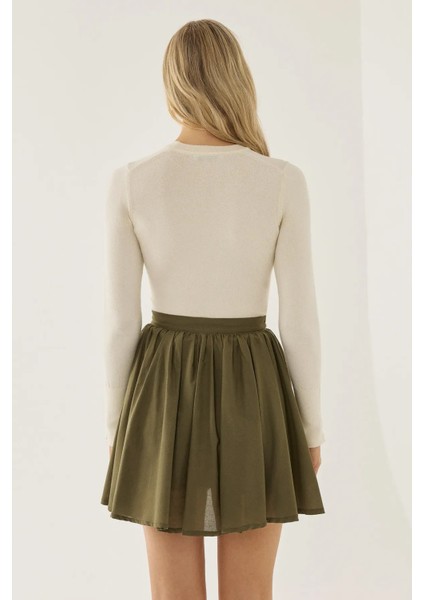 Kadın Volanlı Mini Etek Green fırsatları