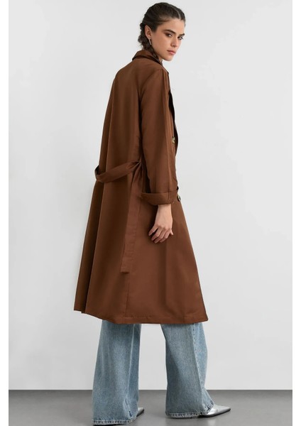 Kadın Kemerli Düğmeli Trençkot Mocha Kahvesi fiyatları