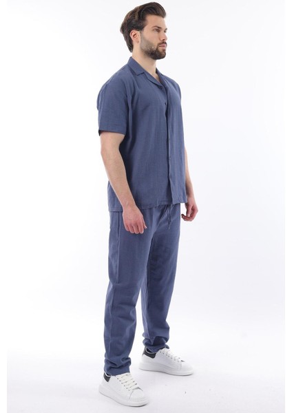 Lacivert Over Fit Erkek Gömlek Takım E7303 indirimleri