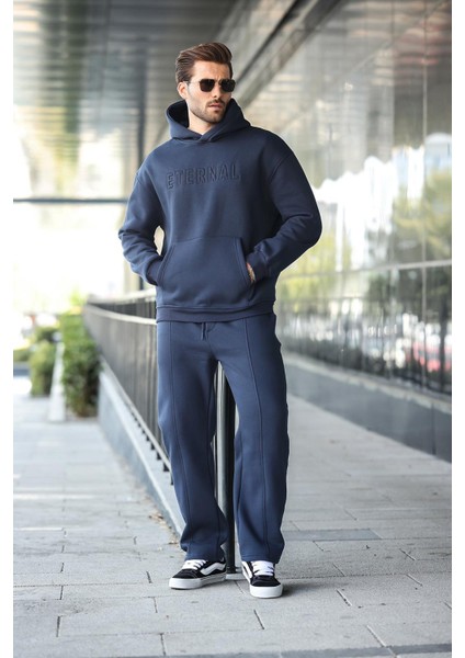 Lacivert Kapüşonlu Erkek Eşofman Takımı E7324 fiyatları