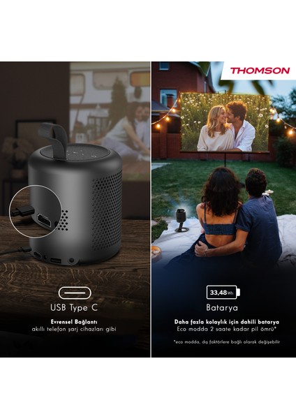 Vega Full HD 4K Destekli 100" Dahili Bataryalı Taşınabilir Projeksiyon Cihazı Google Tv Sertifikalı 350 Ansı Lumen - PG35B