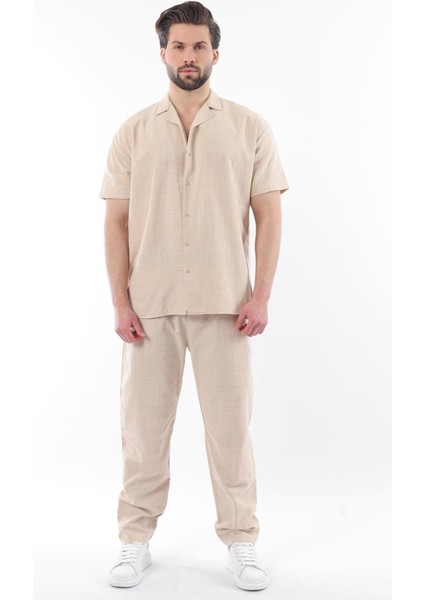 Bej Over Fit Erkek Gömlek Takım E7303 fiyatları