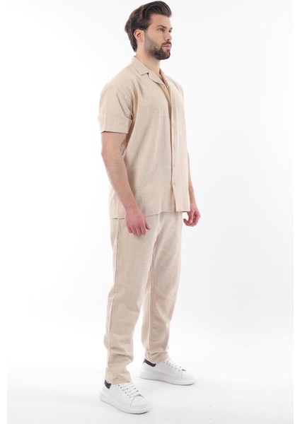 Bej Over Fit Erkek Gömlek Takım E7303 fırsatları