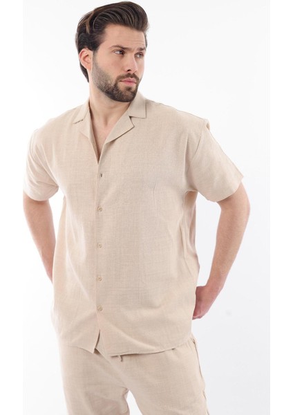 Bej Over Fit Erkek Gömlek Takım E7303 indirimleri