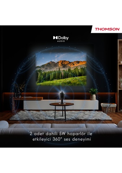 Vega Full HD 4K Destekli 100" Dahili Bataryalı Taşınabilir Projeksiyon Cihazı Google Tv Sertifikalı 350 Ansı Lumen - PG35B