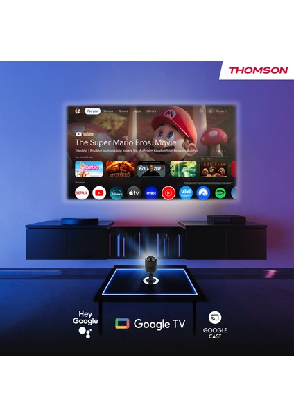 Vega Full HD 4K Destekli 100" Dahili Bataryalı Taşınabilir Projeksiyon Cihazı Google Tv Sertifikalı 350 Ansı Lumen - PG35B