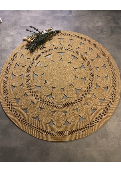 Double Daisy Jüt Hasırlı Örgü Kilim fiyatları