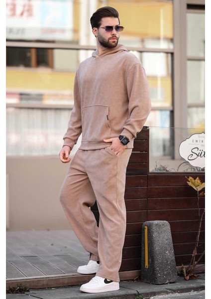 Kahverengi Erkek Sweatshirt Eşofman Takımı E7401
