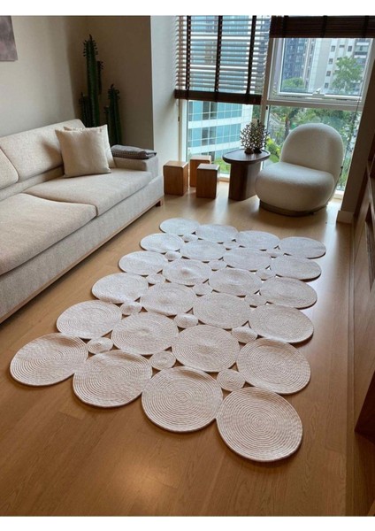 Krem Jüt Hasırlı El Örgüsü Kilim Halı Hasır Dikdörtgen modelleri