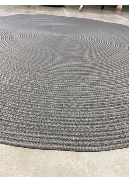Antrasit Jüt Yuvarlak Hasır Görünümlü Klasik Halı Kilim modelleri