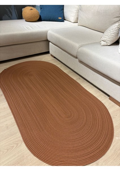 Galileo Oval Jüt Yuvarlak Hasır Görünümlü Klasik Halı Kilim