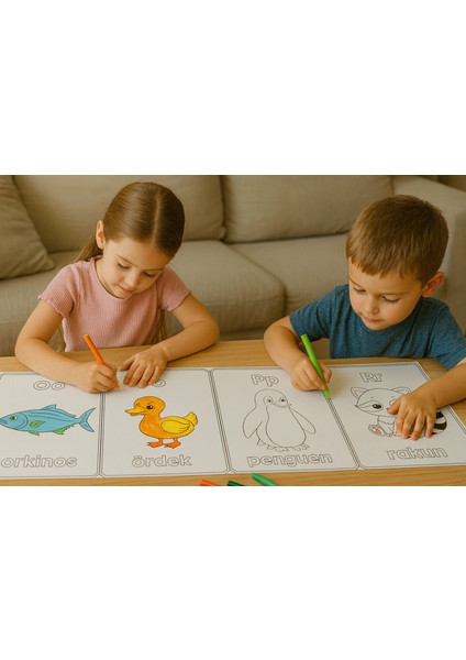 “A’dan Z’ye Hayvanlı Alfabe Boyama Rulosu – 5 Metre Eğitim ve Etkinlik Rulosu | Okul Öncesi Çocuklar Için Harf ve Hayvan Öğrenme Aktivitesi”