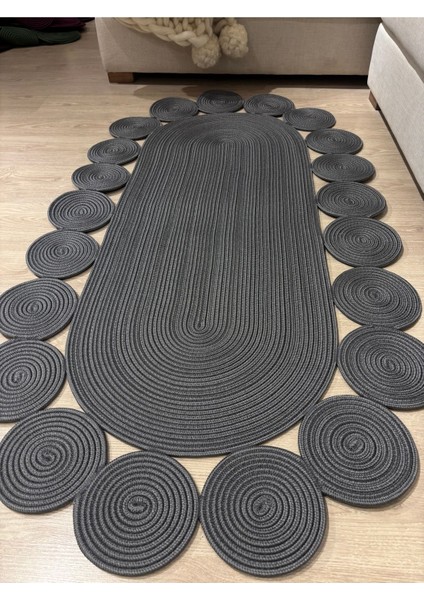 Oval Papatya Hasır Jüt Çiçek Desenli Kilim Halı fırsatları