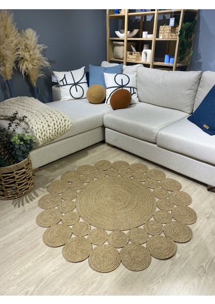 Hasır Jüt Çiçek Desenli Kilim Halı fiyatları