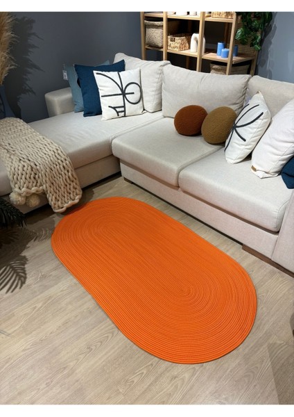 Galileo Turuncu Oval Jüt Yuvarlak Hasır Görünümlü Klasik Halı Kilim fiyatları