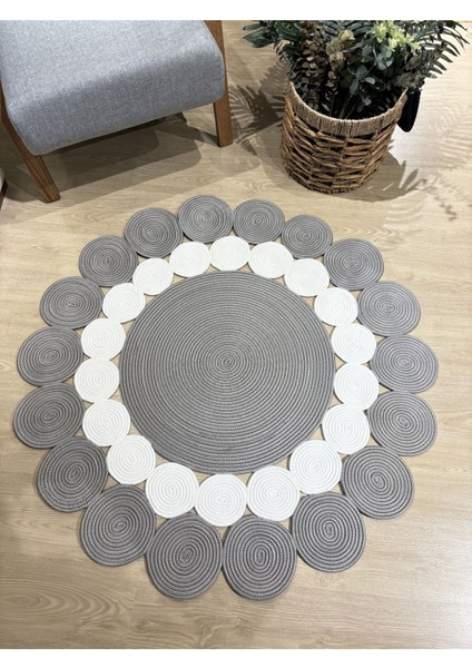 Hasır Jüt Çiçek Desenli Kilim Halı modelleri