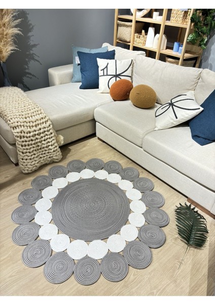Hasır Jüt Çiçek Desenli Kilim Halı fırsatları