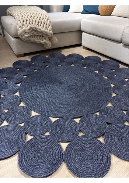 Papatya Hasır Jüt Çiçek Desenli Kilim Halı modelleri