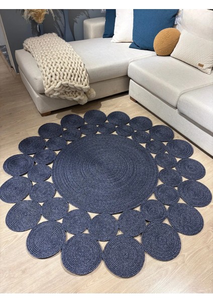 Papatya Hasır Jüt Çiçek Desenli Kilim Halı indirimleri