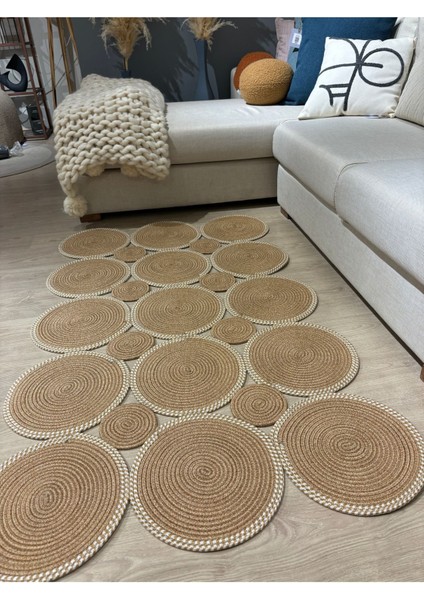 Square Dikdörtgen Çift Taraflı Jüt Hasır Halı Kilim