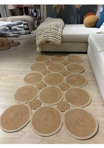 Square Dikdörtgen Çift Taraflı Jüt Hasır Halı Kilim