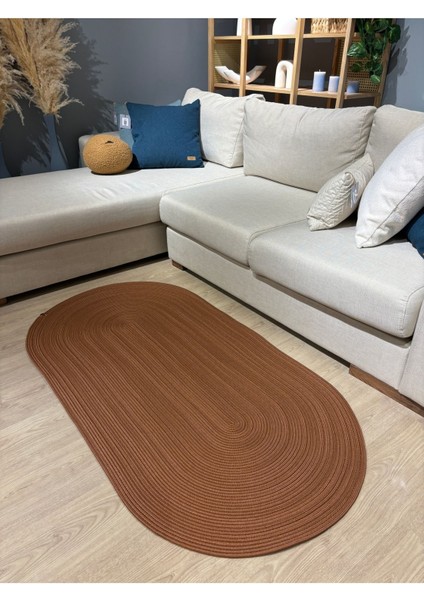 Galileo Oval Jüt Yuvarlak Hasır Görünümlü Klasik Halı Kilim