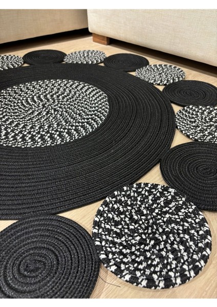 Bej Jüt Hasırlı El Örgüsü Kilim Halı Hasır Yuvarlak indirimleri