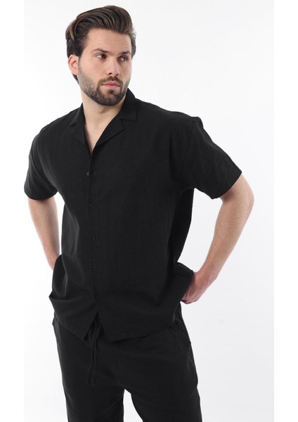 Siyah Over Fit Erkek Gömlek Takım E7303 fırsatları