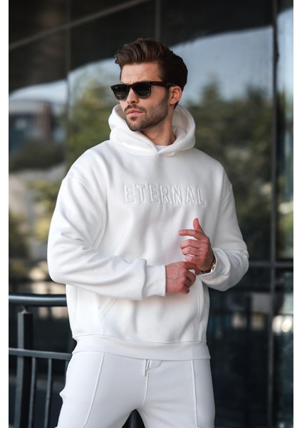 Ekru Kapüşonlu Erkek Eşofman Takımı E7324 modelleri