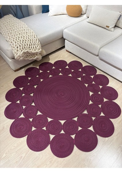 Papatya Hasır Jüt Çiçek Desenli Kilim Halı