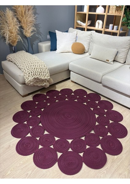 Papatya Hasır Jüt Çiçek Desenli Kilim Halı modelleri