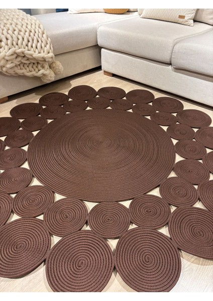 Papatya Hasır Jüt Çiçek Desenli Kilim Halı modelleri