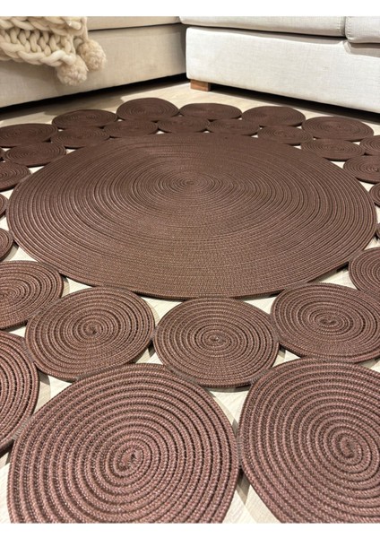 Papatya Hasır Jüt Çiçek Desenli Kilim Halı indirimleri