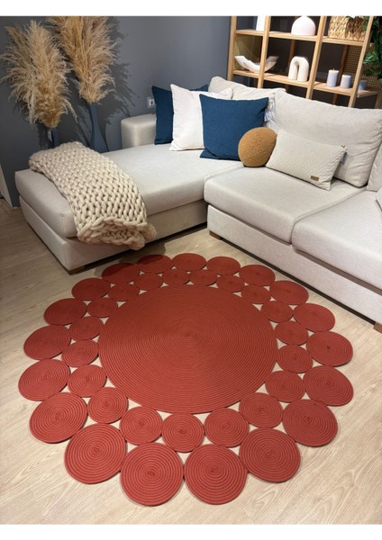 Hasır Jüt Çiçek Desenli Kilim Halı