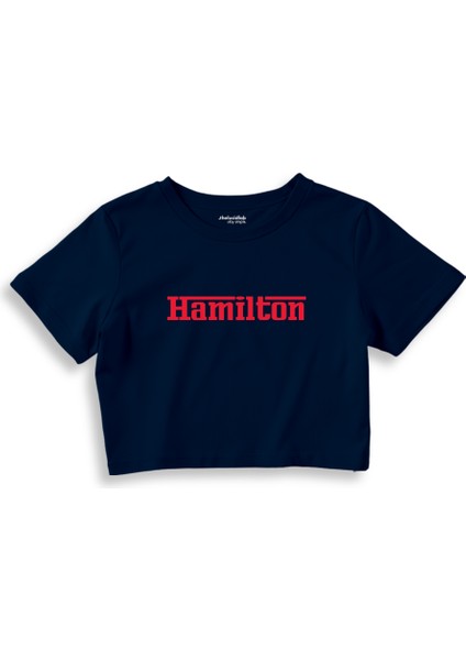 Hamilton / Ferrari Crop Tişört - Lacivert