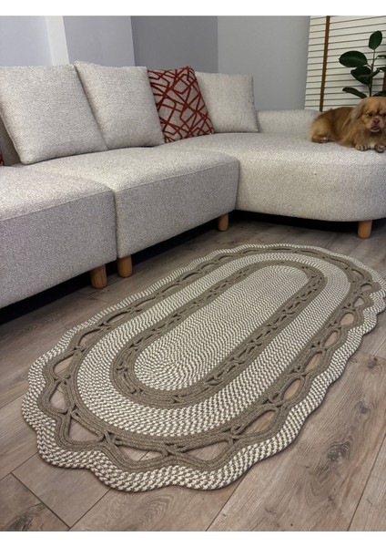 Sarmaşık Model Oval Hasır Görünümlü Jüt Kilim Paspas Halı fırsatları