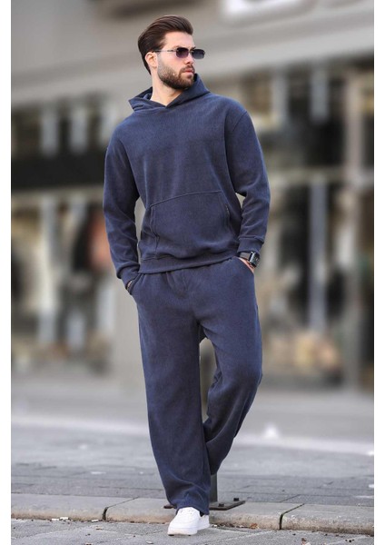 Lacivert Erkek Sweatshirt Eşofman Takımı E7401