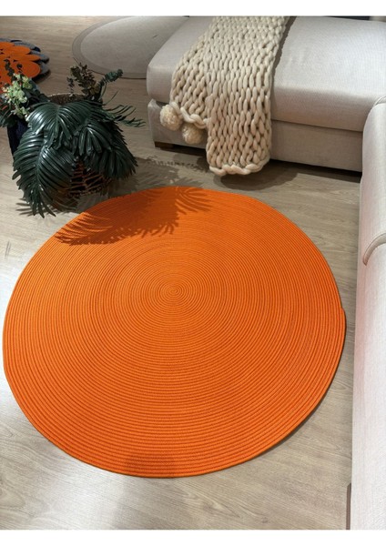 Turuncu Jüt Yuvarlak Hasır Görünümlü Klasik Halı Kilim modelleri