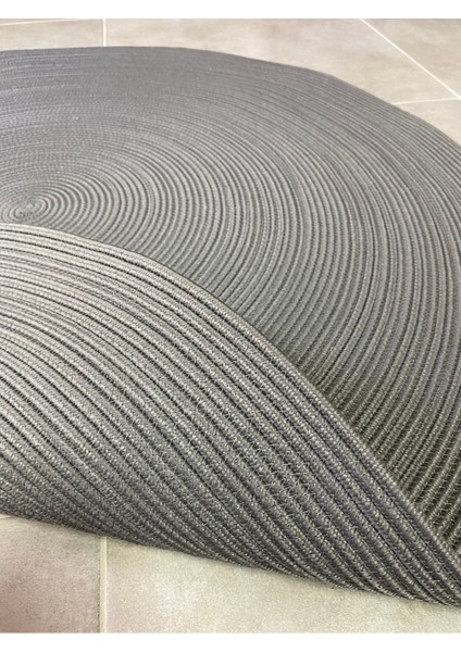 Antrasit Jüt Yuvarlak Hasır Görünümlü Klasik Halı Kilim fırsatları
