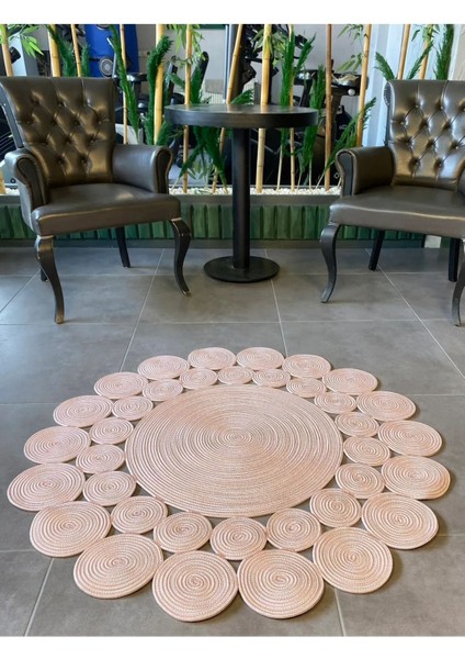 Hasır Jüt Çiçek Desenli Kilim Halı