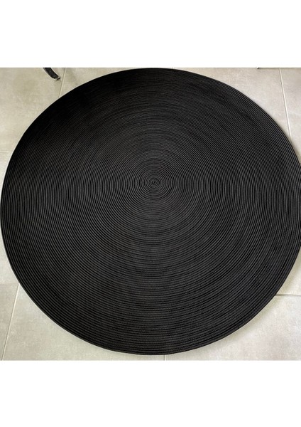 Siyah Jüt Yuvarlak Hasır Görünümlü Klasik Halı Kilim modelleri